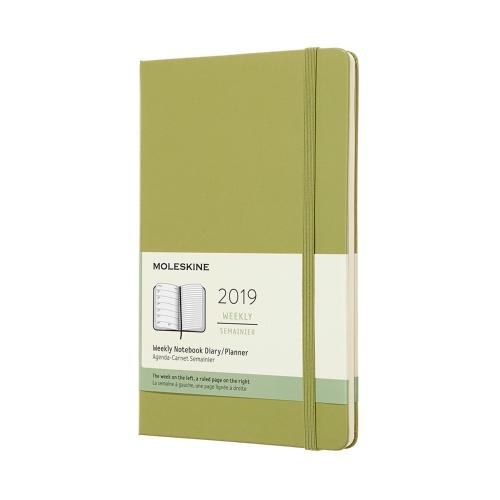 2019 Moleskine 12M Weekly Diary Large Lichen Greenhard Cover
