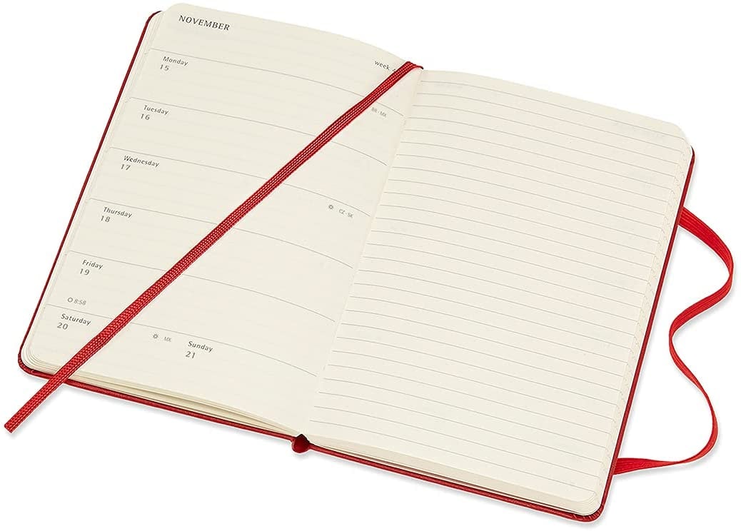 Moleskine 18M (07.21-2022) Weekly Notebook Pocket, SCARLET RED
