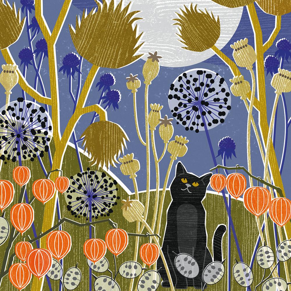 Õnnitluskaart Cat and The Meadow Moon