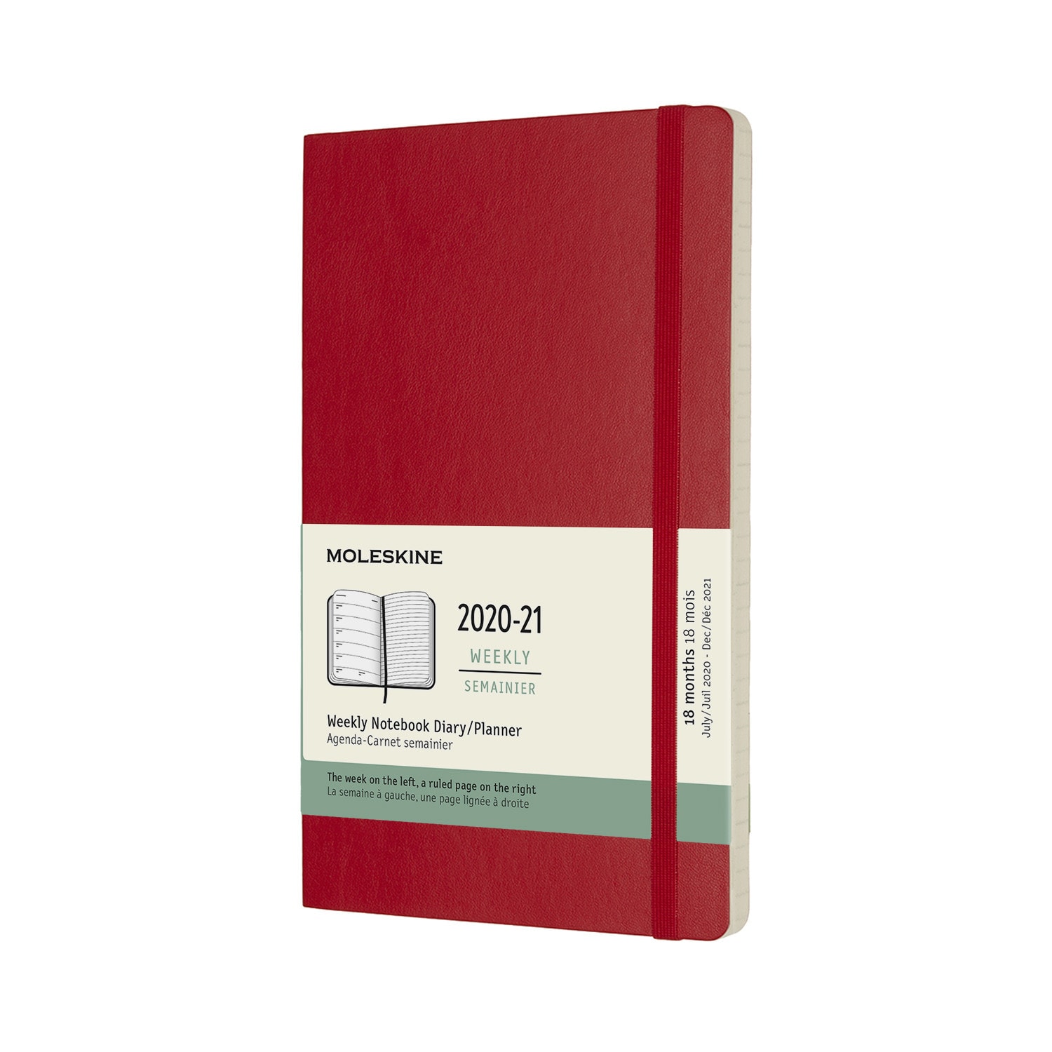Moleskine 2020-21 18M Weekly Notebook Large ScarleT RED SOFT COVER