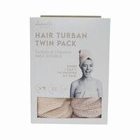 Danielle pearätikute komplekt: Turban Hair Towel, Cream & Grey