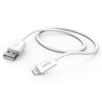 USB-kaabel USB-A -> Lightning Hama Charge & Sync Cable 1.0m white/valge for Apple iPod/iPhone/iPad, USB2.0 max 480Mbps 2.4A 5V
