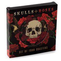 Klaasialuste komplekt kolju, Skulls and Roses, 4tk