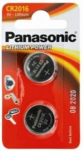 Patareid Panasonic CR2016/2B, 2 patareid, 3V Lithium 90mAh diam 20mm h 1,6mm