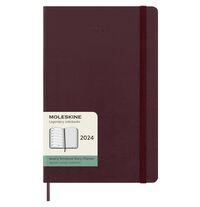 Moleskine 12M (2024) Weekly Notebook Large, Burgundy Red, Hard Cover