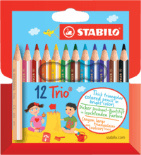 Värvipliiats Stabilo Trio Mini, 12 värvi pakis, kolmekandiline