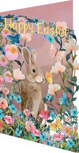 Õnnitluskaart Rabbit Amid Flowers, Lasercut